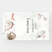 Banderoles Forêt boisée rustique Animaux 1er anniversaire (Horizontal)