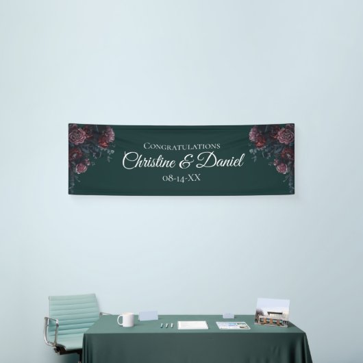 Banderoles Forêt foncée Vert Élégant Mariage Maroon Mauve (Salon professionnel)
