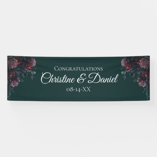 Banderoles Forêt foncée Vert Élégant Mariage Maroon Mauve (Horizontal)