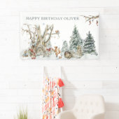 Banderoles Forêt forestière d'hiver | Bienvenue à l'anniversa (En situation)