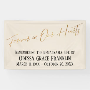 Banderoles Forever in Our Hearts Gold manuscrit sur la crème