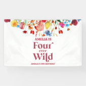 Banderoles Four Ever Wild Fleur sauvage 4e fête d'anniversair (Horizontal)