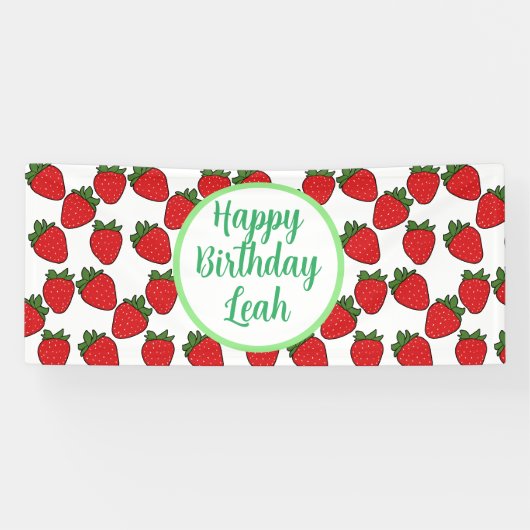 Banderoles Fraise Anniversaire Thème de fête (Horizontal)