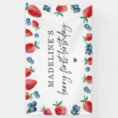 Banderoles Fraise Bleuet Berry Sweet Anniversaire (Vertical)