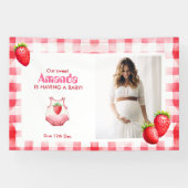 Banderoles Fraise En vichy Baby shower Retro Pique-nique (Horizontal)
