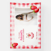 Banderoles Fraise En vichy Baby shower Retro Pique-nique (Verticale)