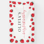 Banderoles Fraise fête d'anniversaire Berry First Banner (Vertical)
