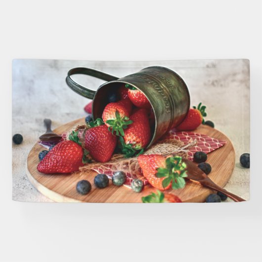 Banderoles Fraises Blueberries Fruits et sucreries (Horizontal)