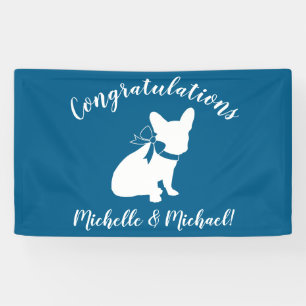 Banderoles Français Baby shower Bulldog Français Frenchie Blu