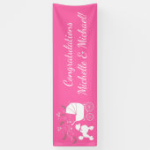 Banderoles Français Poodle Chien Baby shower Chien Chiot Rose (Vertical)