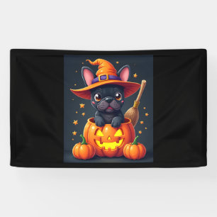 Banderoles Française Bulldog sorcière Citrouille Halloween Ho