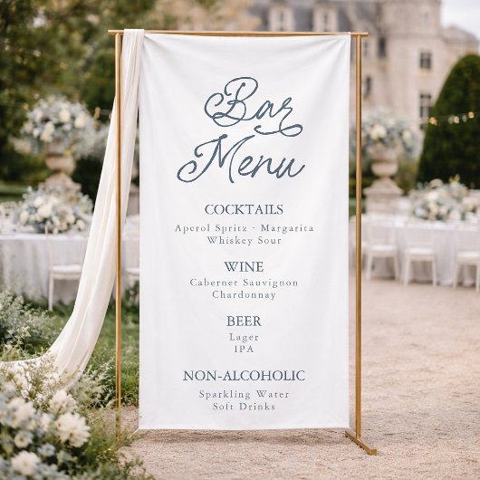 Banderoles French Estate Wedding Bar Menu Sign