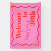 Banderoles Frontière rose et rouge Vague 30e anniversaire (Verticale)