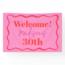Frontière rose et rouge Vague 30e anniversaire