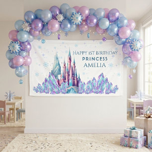 Banderoles Frozen 1er Anniversaire Carte Château Premier Anni