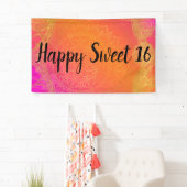 Banderoles Fuchsia Pink Orange & Gold Indian Mandala Party (En situation)