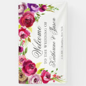 Banderoles Fuchsia Rose Floral Chic Romantique Mariage Bienve (Vertical)