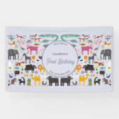 Banderoles Fun Animal Personnalisé Première fête d'anniversai (Horizontal)