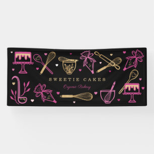 Banderoles Fun Colorful Baking & Cuisine Ustensile Noir & Or