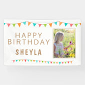 Banderoles Fun Coussin coloré drapeaux Photo Anniversaire (Horizontal)
