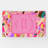 Banderoles Fun, Cupcake rose vif - Mariage (Horizontal)