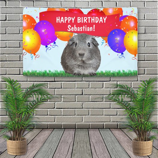Banderoles Fun Custom Joyeux Balloons d'anniversaire Gris Gui