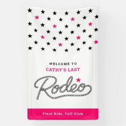 Banderoles Fun Hot Pink Her Last Rodeo Bachelorette Party