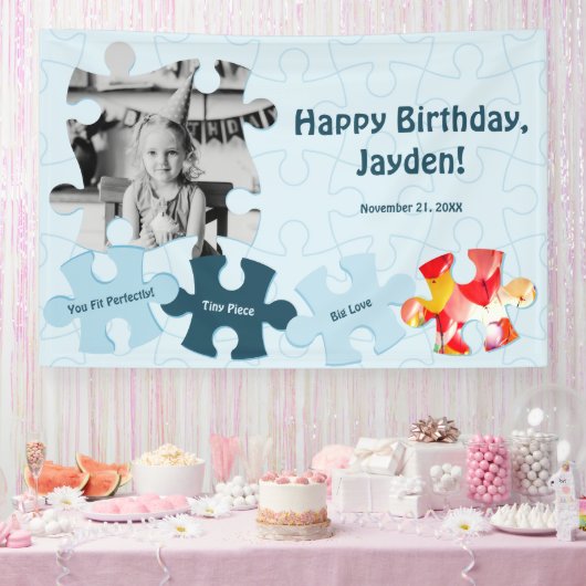 Banderoles Fun Jigsaw Puzzle Theme Image Text Happy Birthday (Fête)