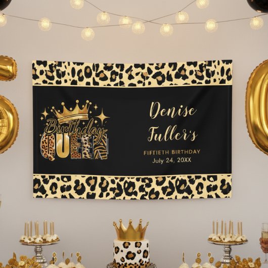 Banderoles Fun Leopard Birthday Queen Fifty Birthday