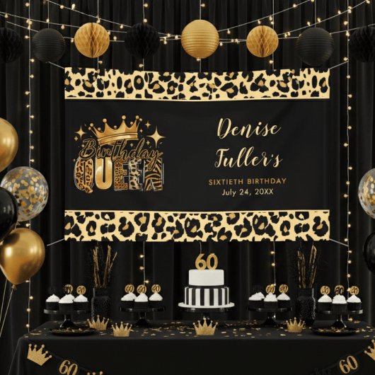 Banderoles Fun Leopard Birthday Queen Sixty Birthday