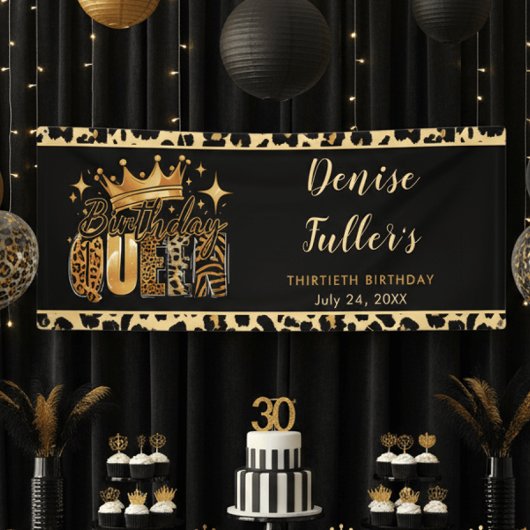 Banderoles Fun Leopard Birthday Queen Thirty Birthday