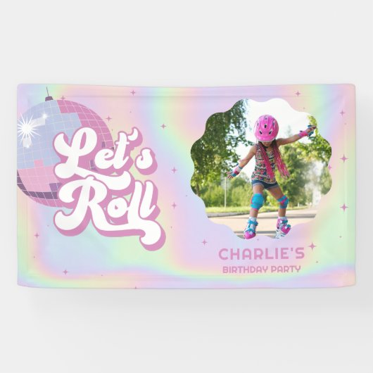 Banderoles Fun Roll Fun Retro Roller Skating Girls Anniversai (Horizontal)