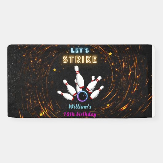 Banderoles Fun Strike cool sports bleu Bowling 10e anniversai (Horizontal)