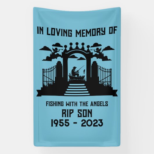 Banderoles Funérailles de pêche en mémoire (Verticale)