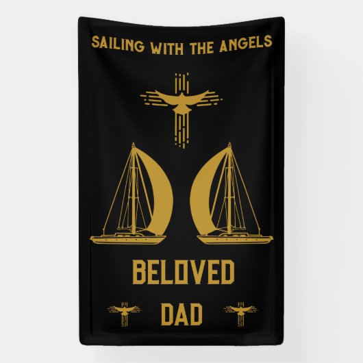 Banderoles Funérailles du bateau à voile en mémoire (Verticale)