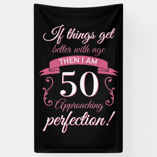 Banderoles Funny 50e anniversaire 'Perfection' (Vertical)