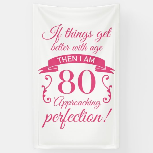 Banderoles Funny 80e anniversaire 'Perfection' (Vertical)