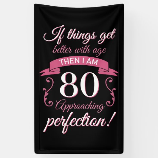 Banderoles Funny 80e anniversaire 'Perfection' (Vertical)