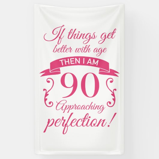 Banderoles Funny 90e anniversaire 'Perfection' (Vertical)