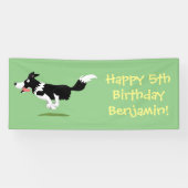 Banderoles Funny Border Collie chien en course dessin animé (Horizontal)