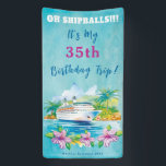 Banderoles Funny Island Beach Birthday Cruise Ship Door<br><div class="desc">La bannière Tropical Cruise Ship est parfaite pour ceux qui veulent célébrer leur anniversaire avec style. Notre bannière est créée avec de l'aquarelle et présente un design de paquebot de croisière qui est sûr d'impressionner. C'est la façon parfaite de décorer votre porte de chambre et de faciliter la recherche de...</div>