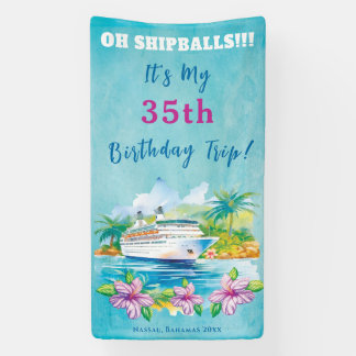 Banderoles Funny Island Beach Birthday Cruise Ship Door