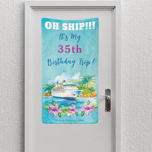 Banderoles Funny Island Beach Birthday Cruise Ship Door