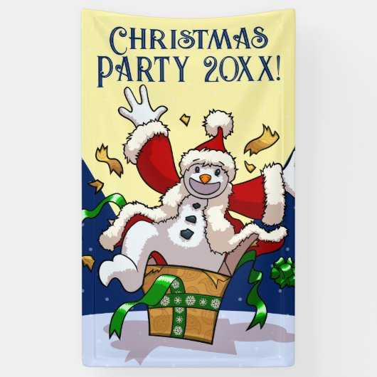 Banderoles Funny Snowman Santa Christmas Party Add The Year (Vertical)
