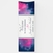 Banderoles Galaxie rose et bleu Nebula & Etoiles Mariage Abst (Vertical)