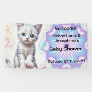 Banderoles Galaxy Blue Kitten, Baby shower