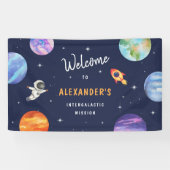 Banderoles Galaxy Espace Extérieur Anniversaire Aquarelle Bie (Horizontal)