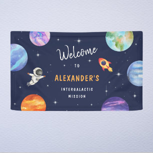 Banderoles Galaxy Espace Extérieur Anniversaire Aquarelle Bie