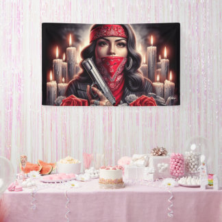 Banderoles Gangster Girl Hip hop chicano art graphique