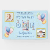 Banderoles Garçon Premier Anniversaire Amusant One Dinosaur (Horizontal)